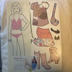 Mimi'lou Dress Up Doll Removable Wall Sticker Kit NEW